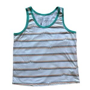 Patagonia Tank Top women’s L Organic‎ Cotton Stripe Shirt Fair Trade Teal Trim